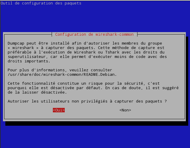 Reconfiguration wireshark-common