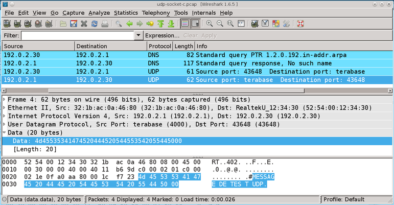 Wireshark et protocole UDP