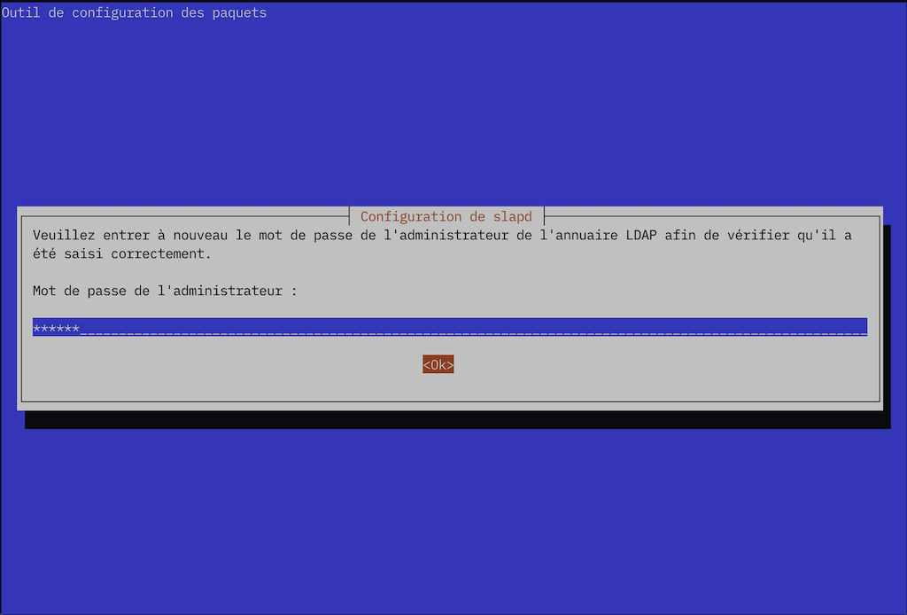 Copie d'écran dpkg-reconfigure slapd
